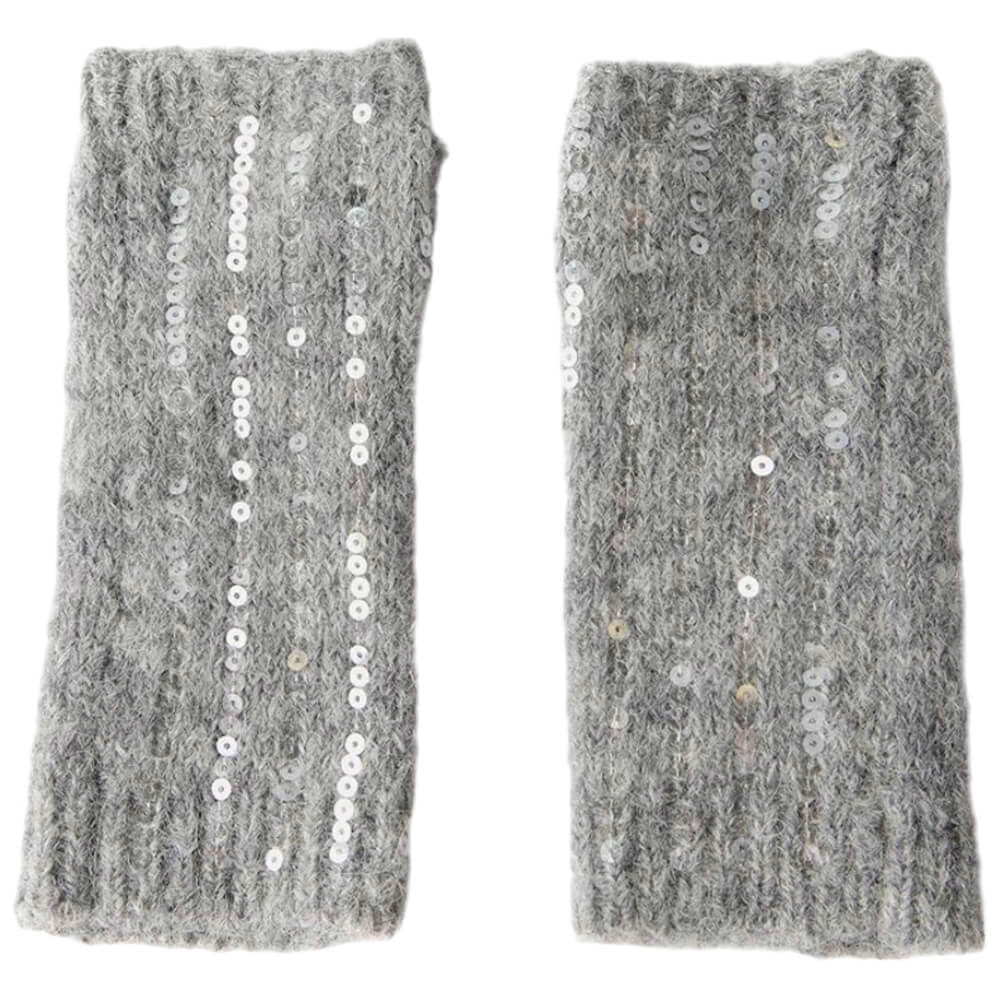 Mint Velvet Grey Sequin Wool Blend Knit Hand Warmers